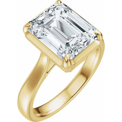 Solitare Emerald Cut Natural Diamond Engagement Ring
