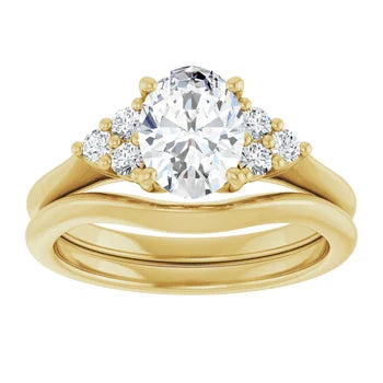 Accented Oval Cut Natural Diamond Engagement Ring
