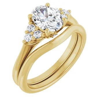 Accented Oval Cut Natural Diamond Engagement Ring