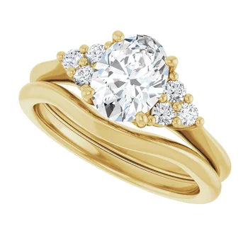 Accented Oval Cut Natural Diamond Engagement Ring