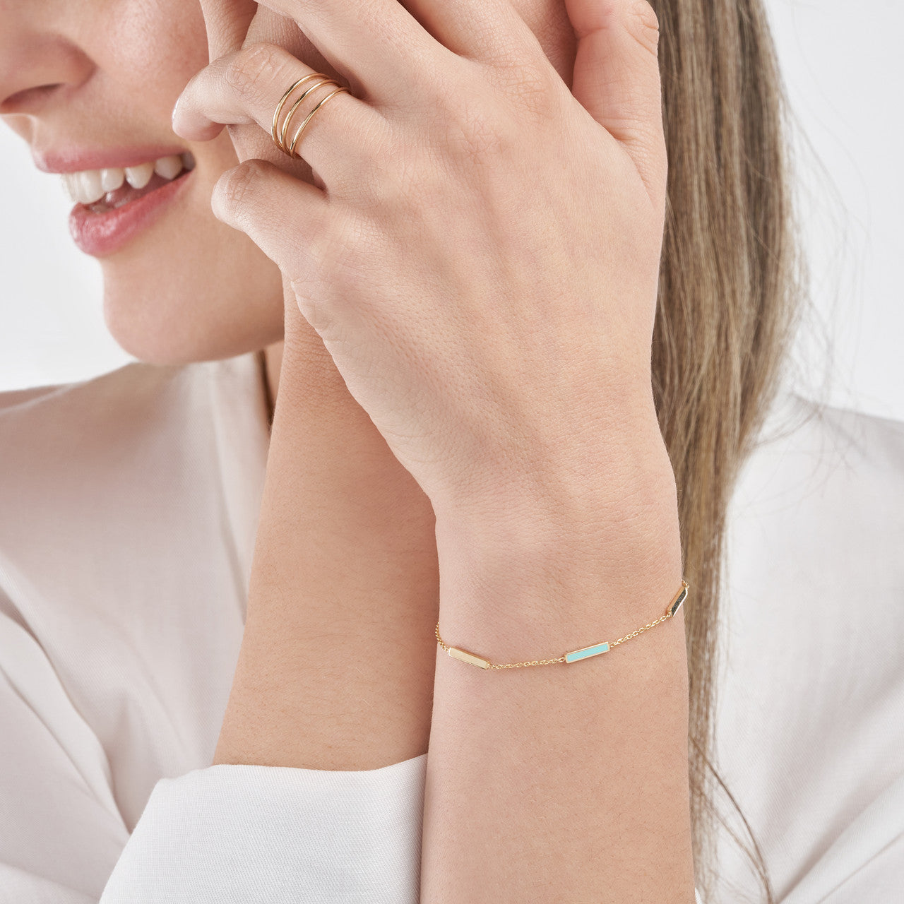 Turquoise Enamel Bar Bracelet