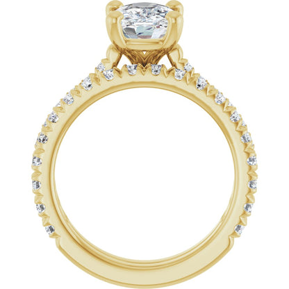 Accented Natural Cushion Cut Diamond Engagement Ring