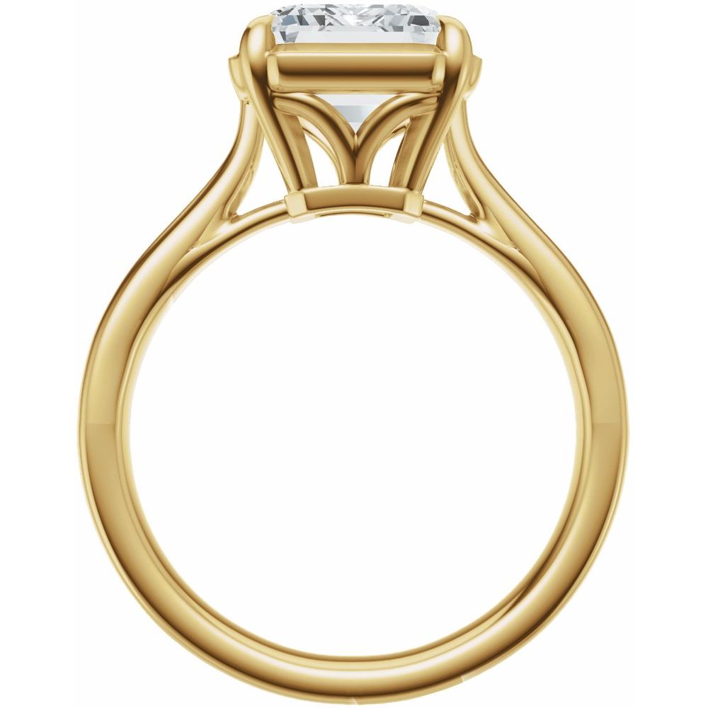 Solitare Emerald Cut Natural Diamond Engagement Ring
