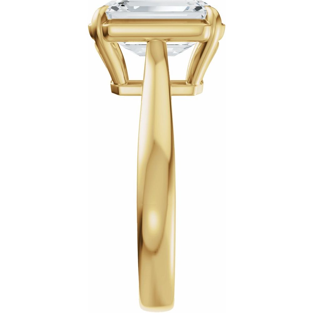 Solitare Emerald Cut Natural Diamond Engagement Ring