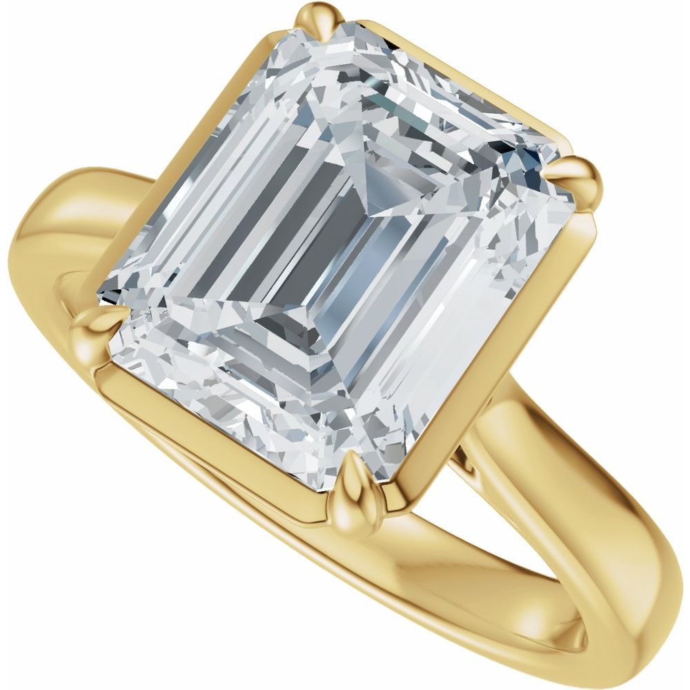 Solitare Emerald Cut Natural Diamond Engagement Ring