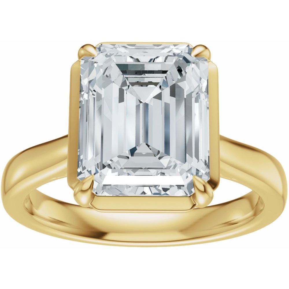 Solitare Emerald Cut Natural Diamond Engagement Ring