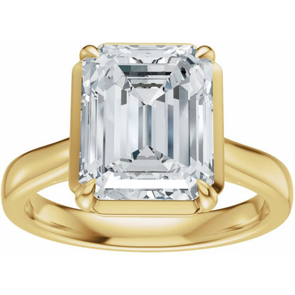 Solitare Emerald Cut Natural Diamond Engagement Ring