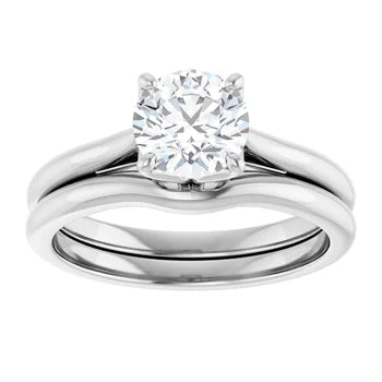 Sculptural Solitare Round Cut Natural Diamond Engagement Ring