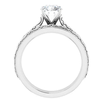 Sculptural Solitare Round Cut Natural Diamond Engagement Ring