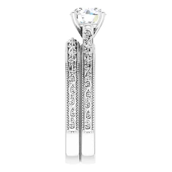 Sculptural Solitare Round Cut Natural Diamond Engagement Ring