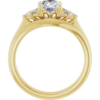 Accented Oval Cut Natural Diamond Engagement Ring