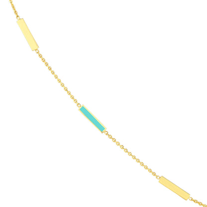 Turquoise Enamel Bar Necklace