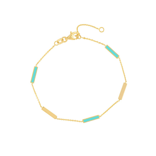 Turquoise Enamel Bar Bracelet