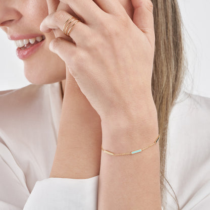 Turquoise Enamel Bar Bracelet