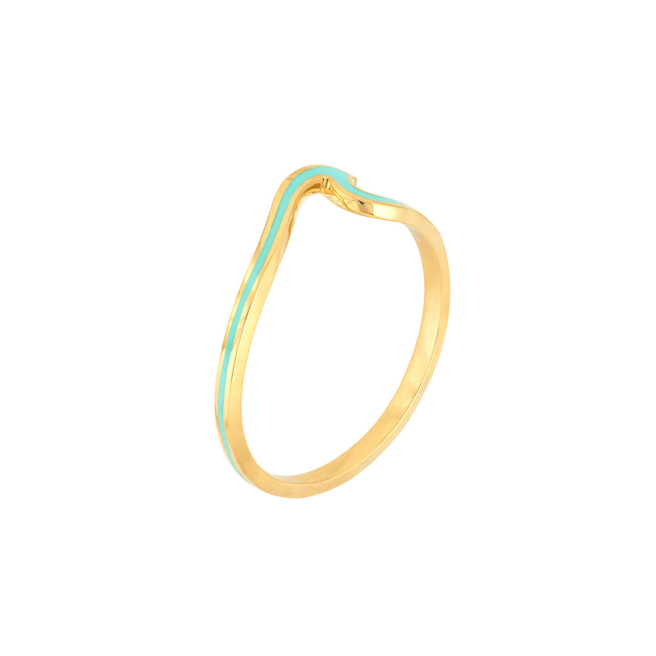 Turquoise Enamel Wave Ring